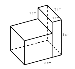 Cho một hình khối như hình vẽ dưới đây:  Thể tích hình khối trên là: