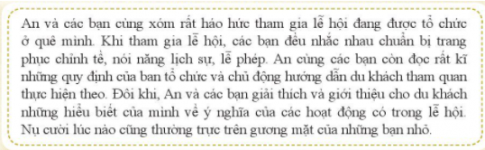 Chỉ ra cách thể hiện hành vi giao tiếp, ứng xử có văn hoá mà bạn An đã thực hiện trong tình huống sau